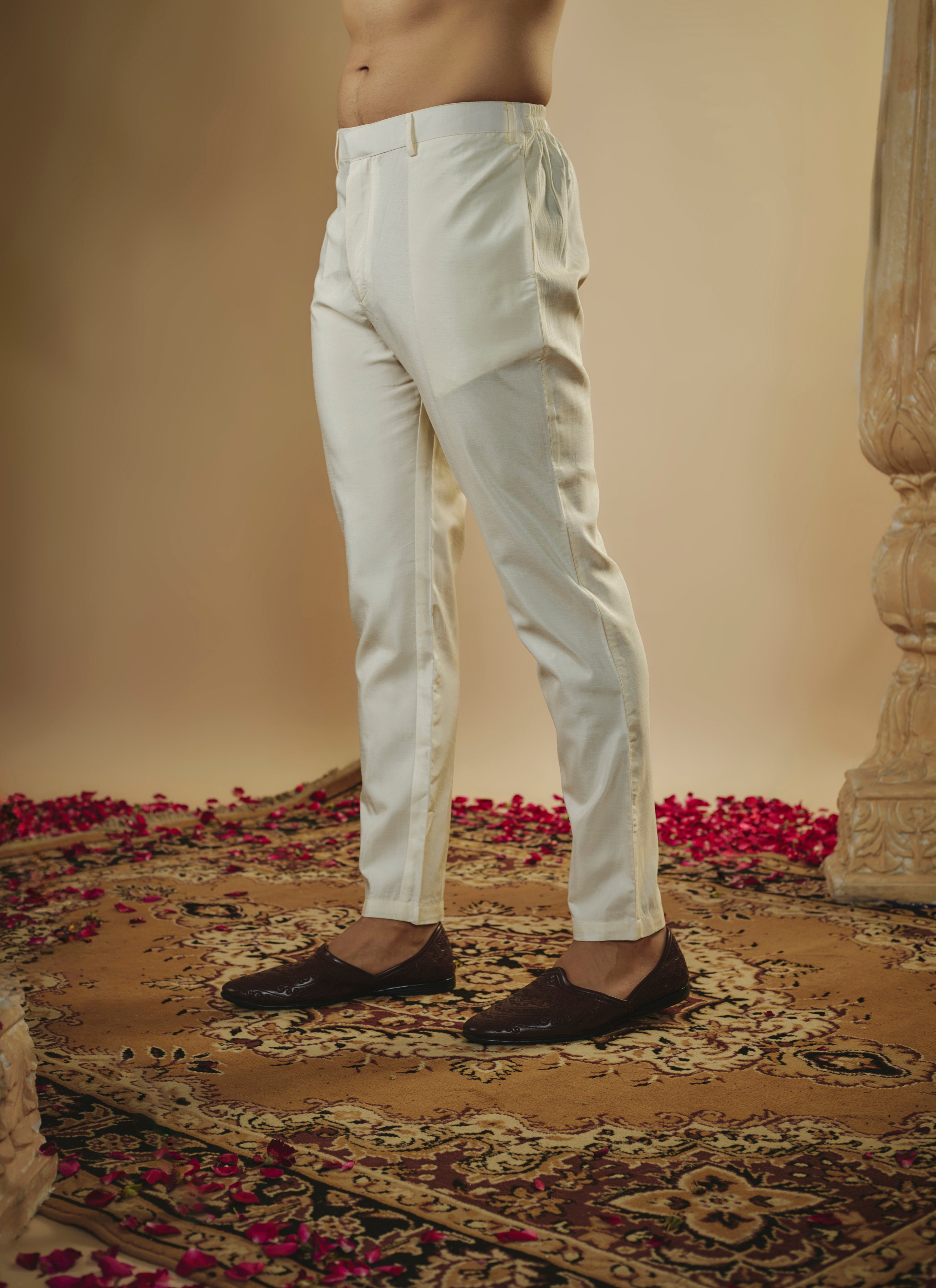 White pink ombre lucknowi art silk mirror embellished kurta jacket set