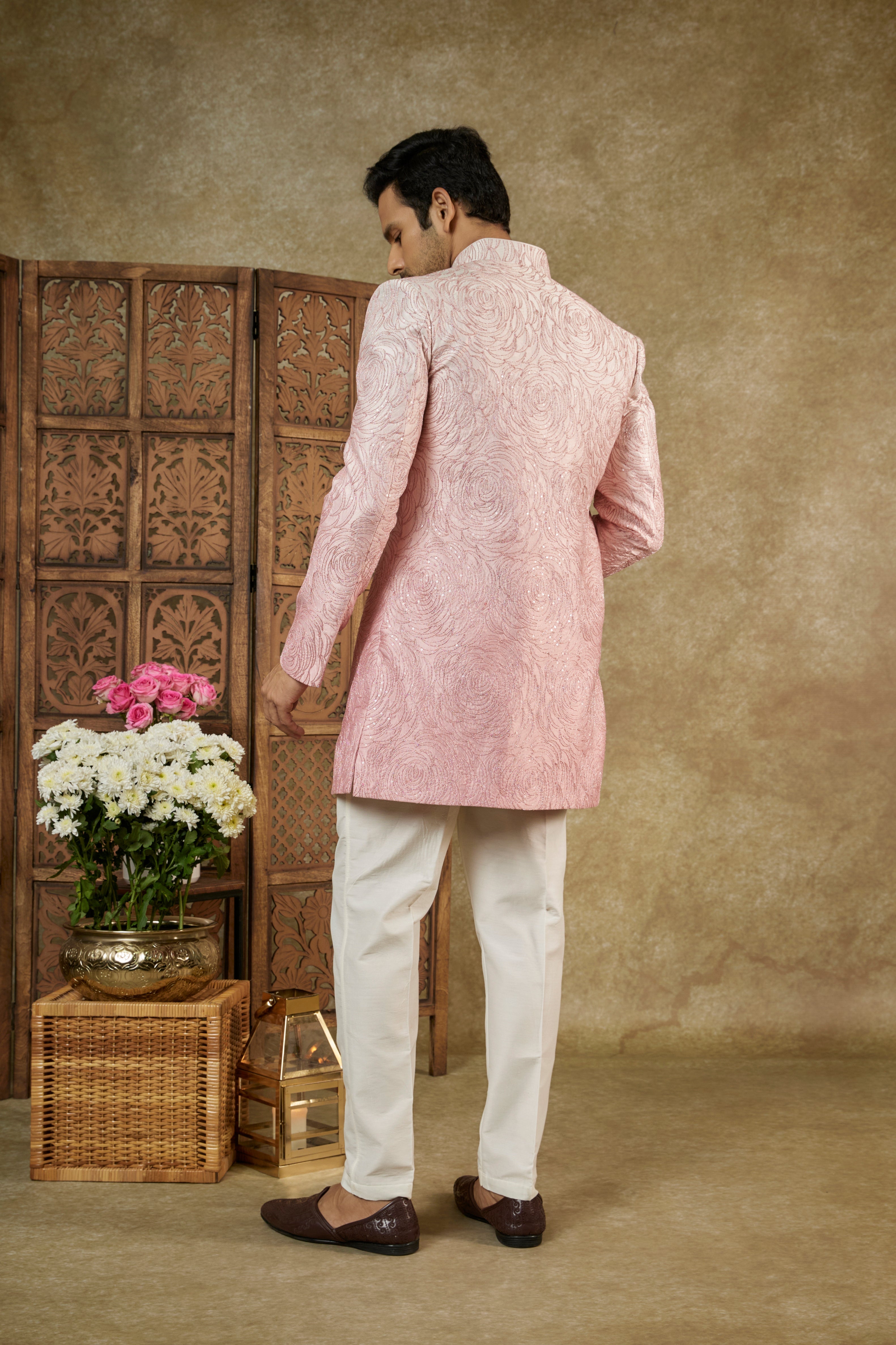SILK OPEN INDOWESTERN SET WITH DORI WORK