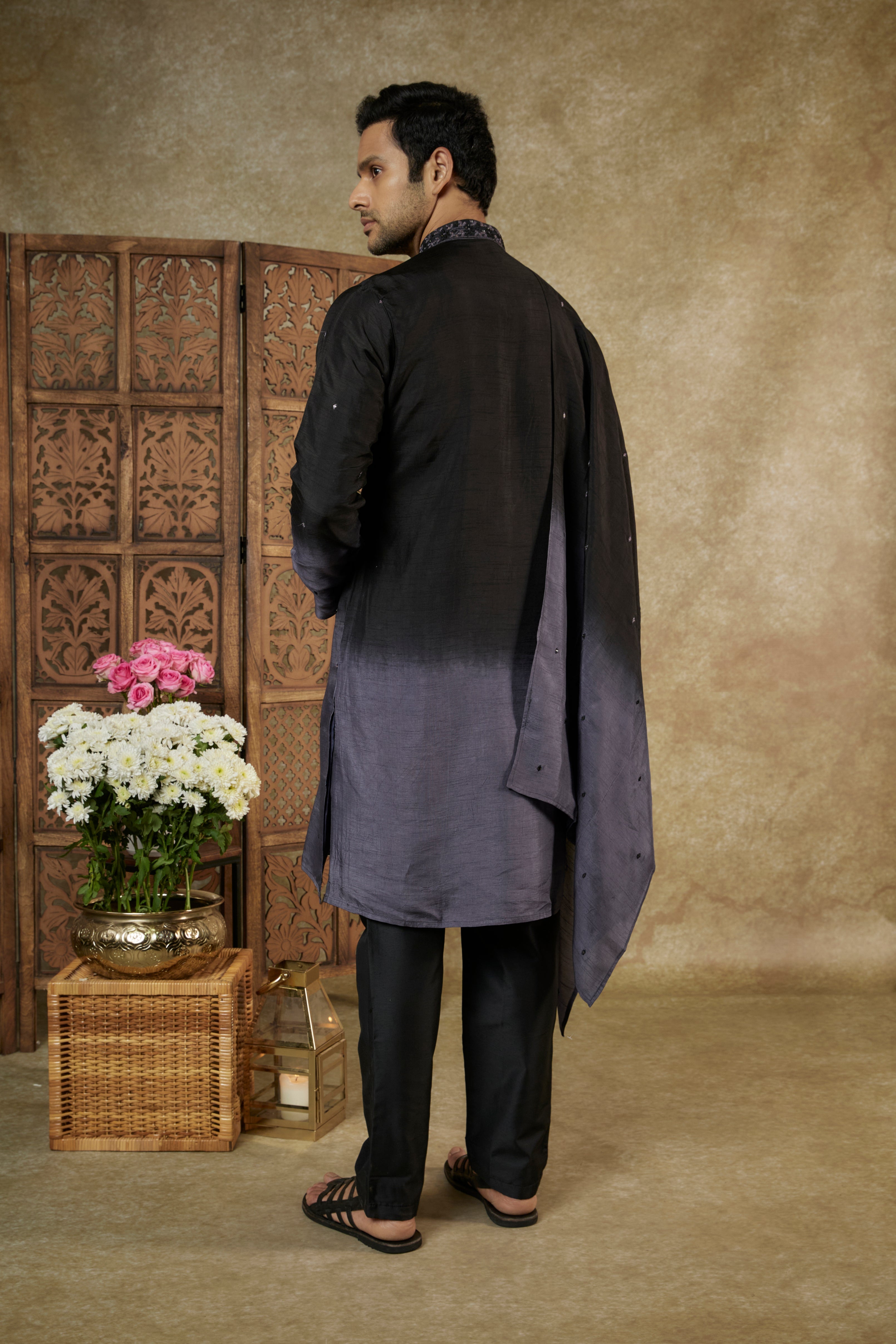 MIRROR AND RESHAM SILK KURTA SET