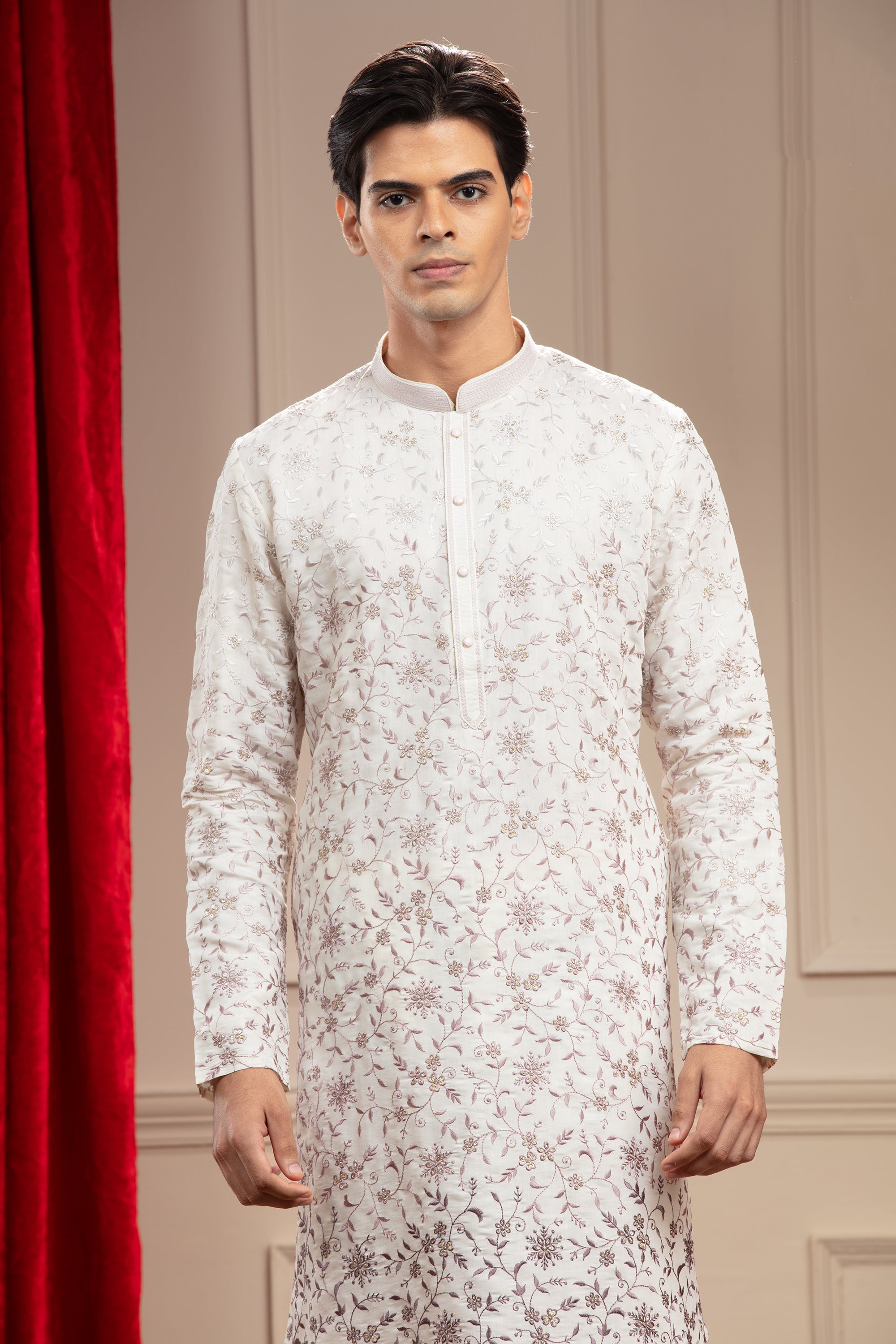Silverish White kurta pajama with sequin work