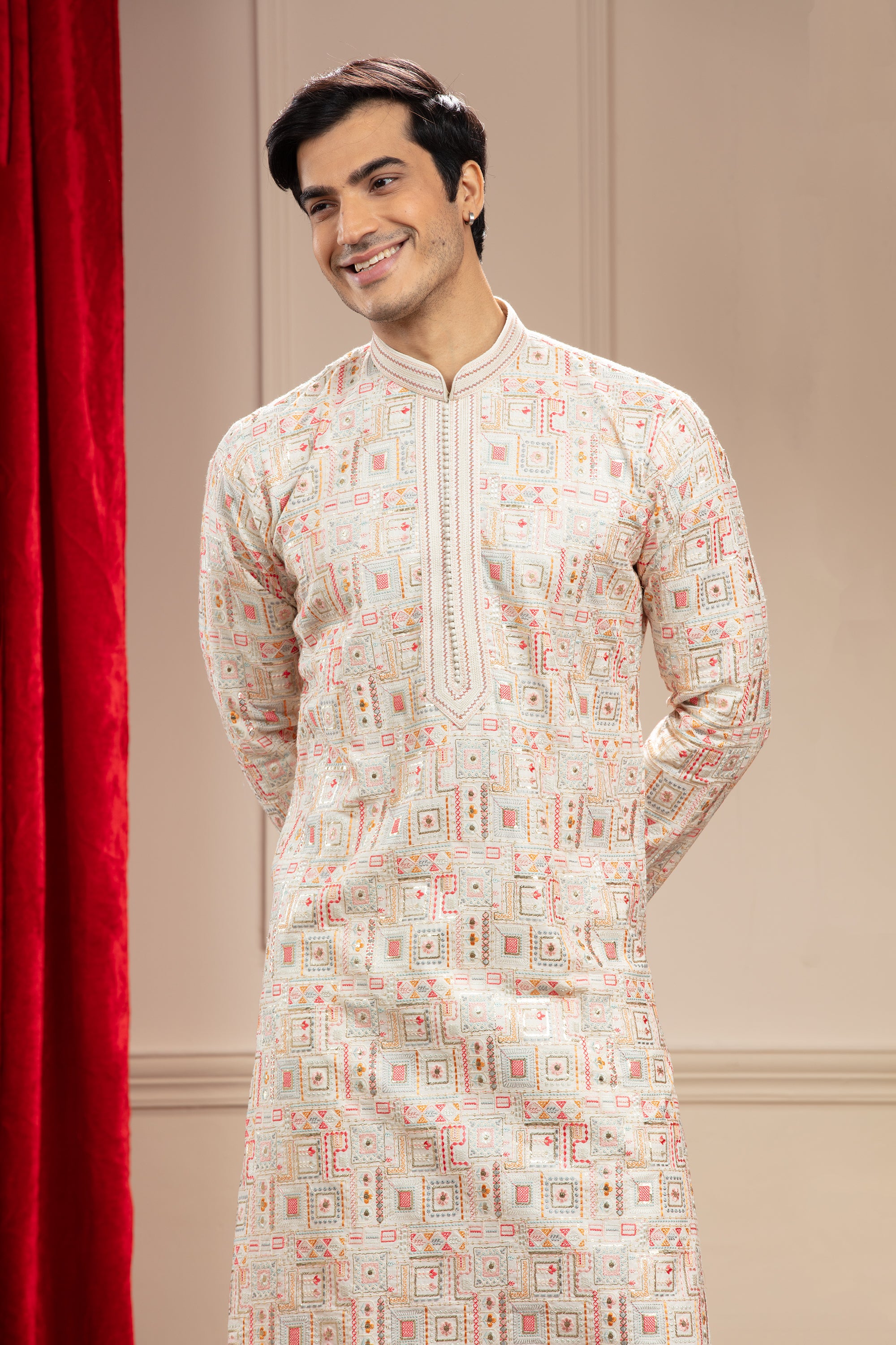 Multicolour Printed Banarasi Kurta Pajama Set