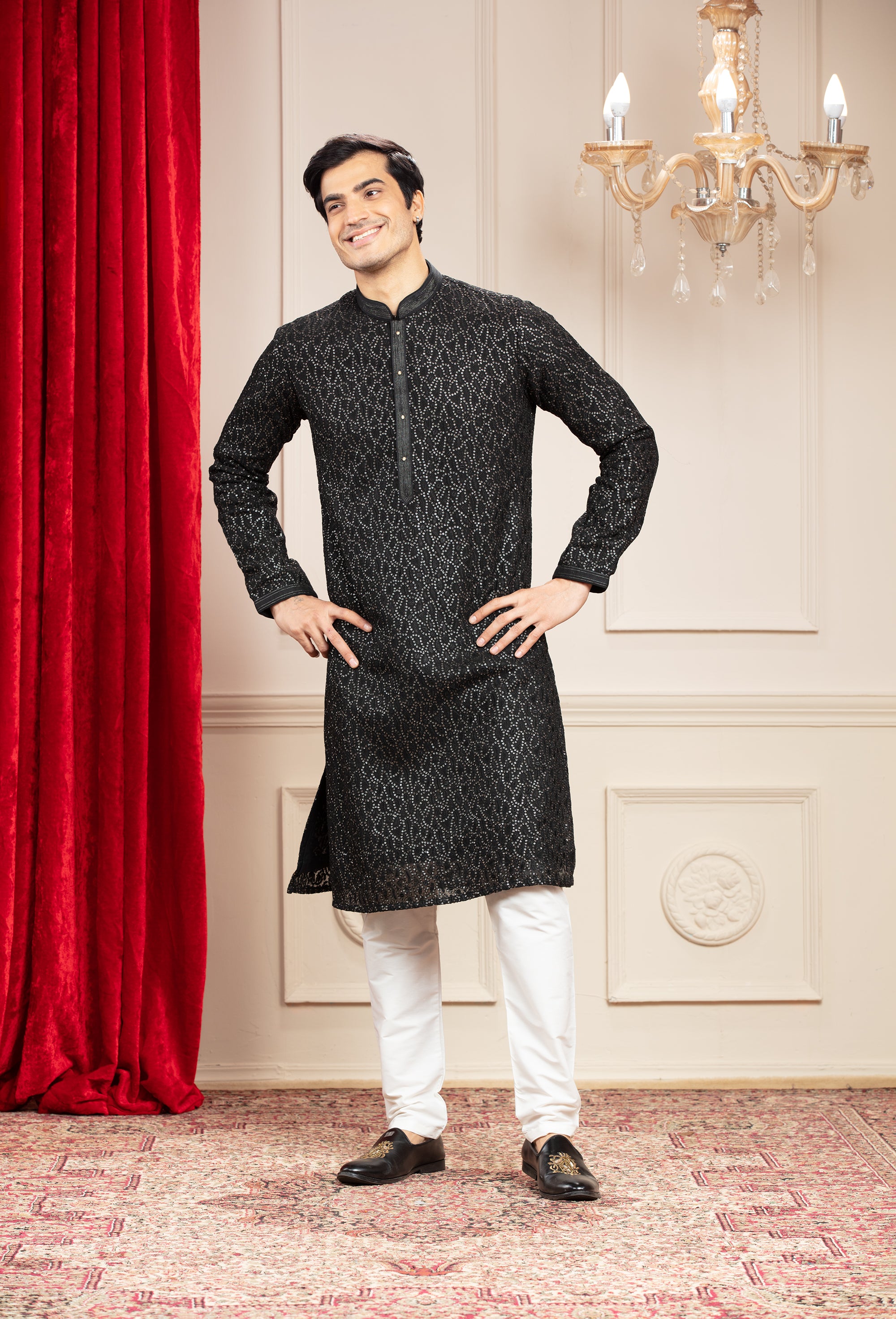 Black and discount red kurta pajama