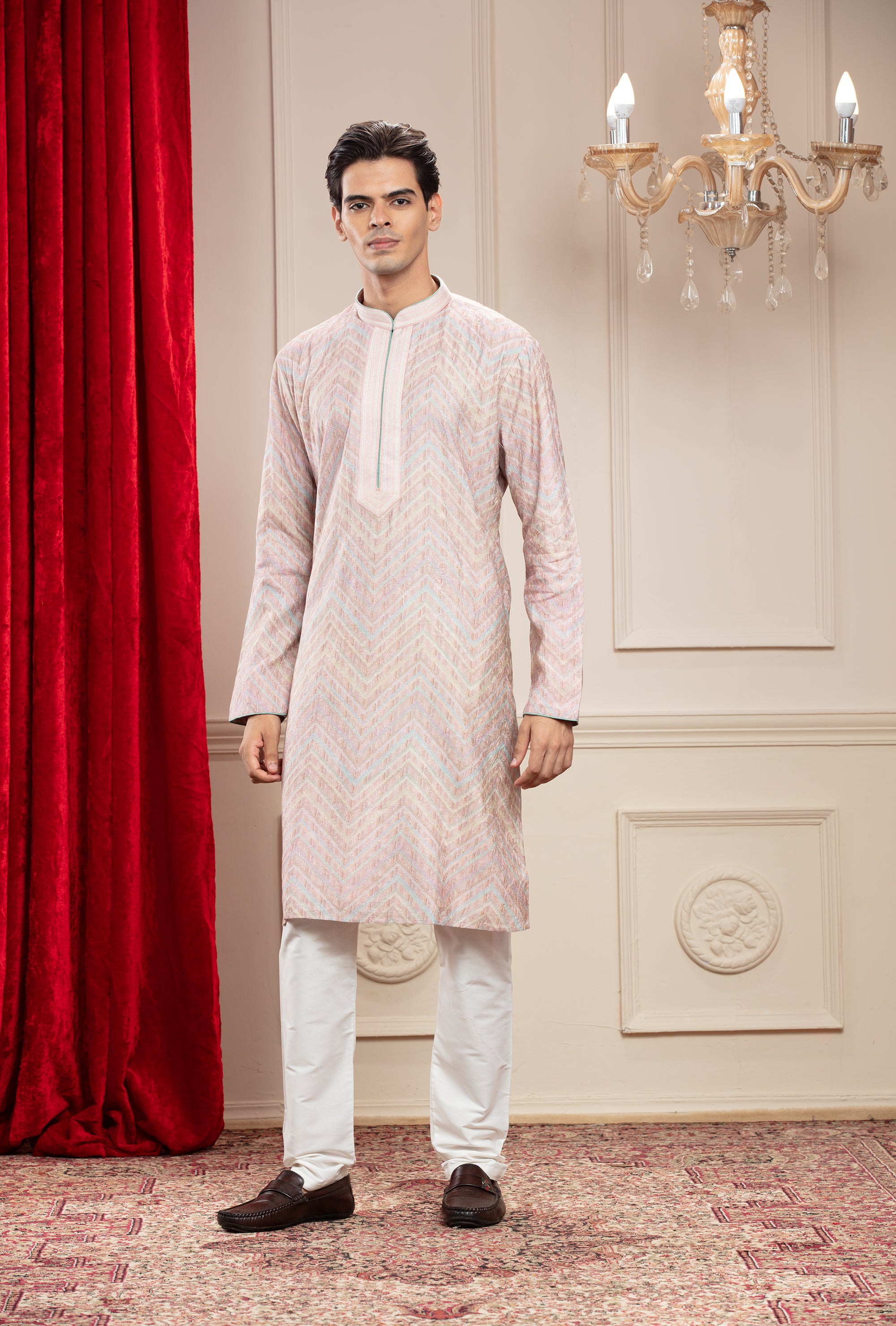 Pink white kurta discount pajama