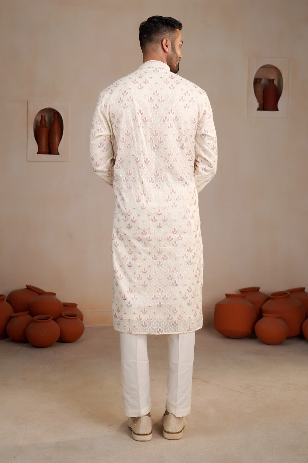 Off white silk kurta set