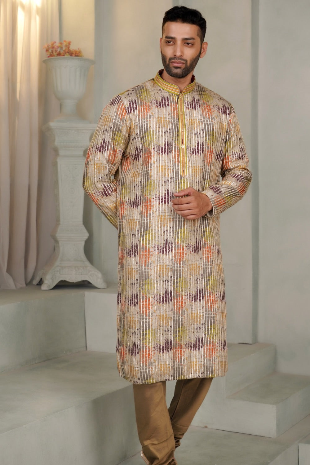 Multicolour silk kurta set