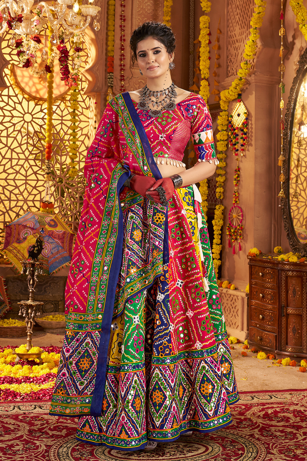 MULTI COLOR COTTON EMBROIDERED WORK NAVRATRI CHANIYA CHOLI