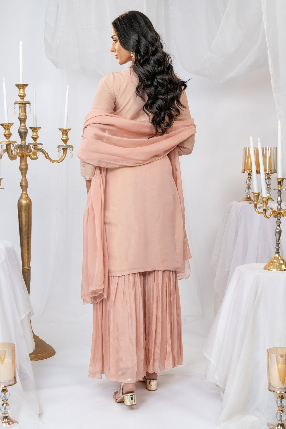 Light Peach Suit Set with Cutdana and Moti Work