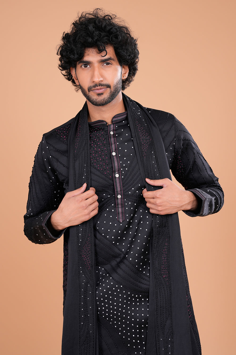 Black Embroidered Statement Kurta Set