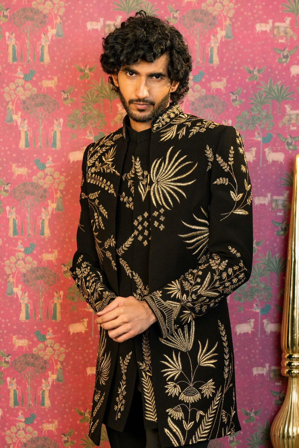Black Imported Indo Western with Cutdana & Resham Embroidered Jacket