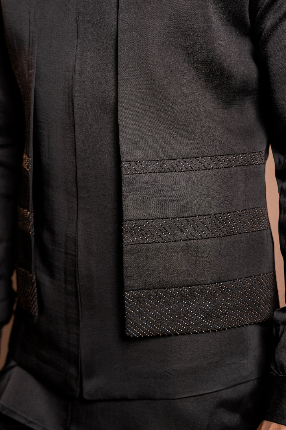 Black Linen Satin Koti Set