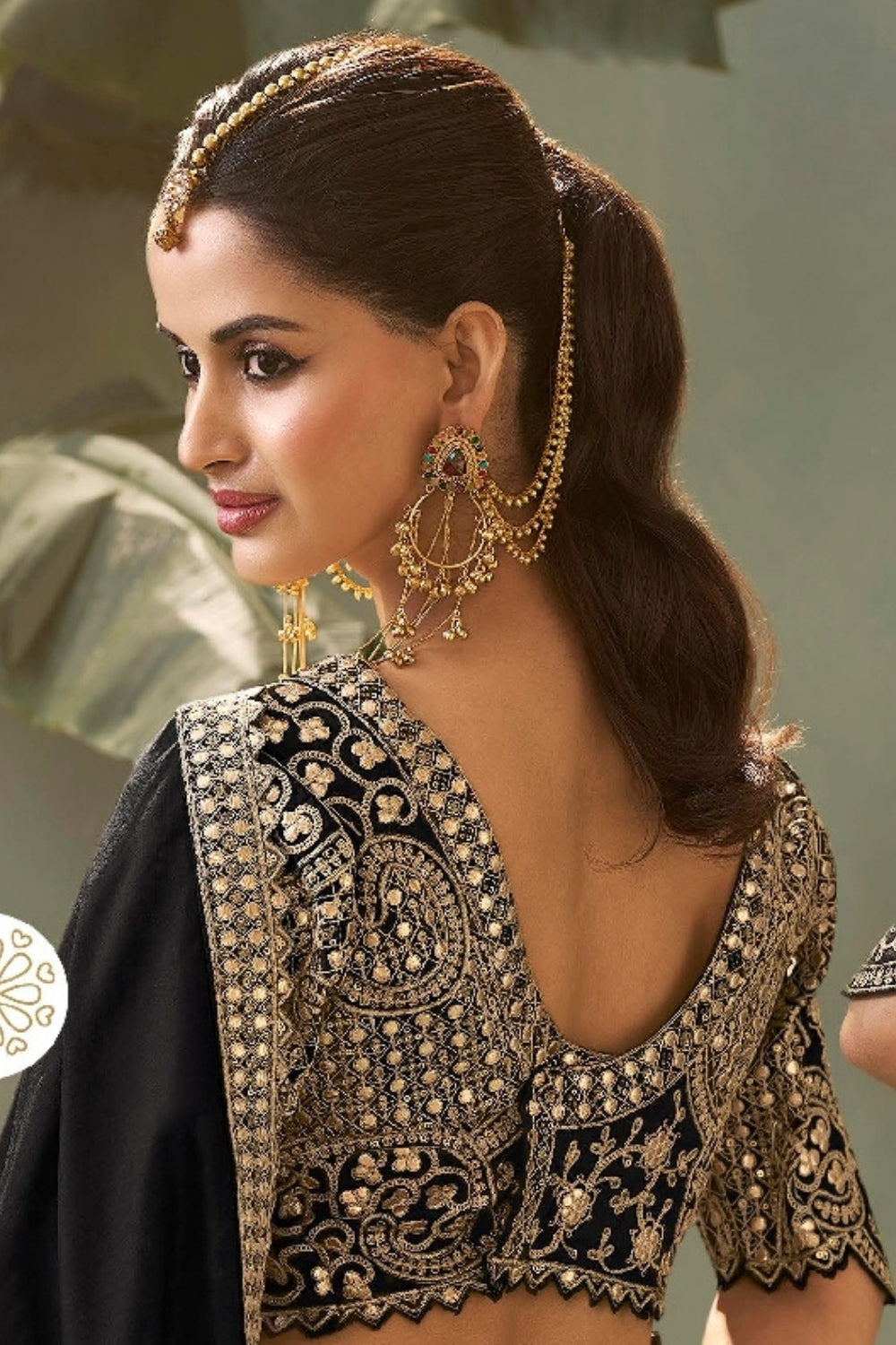 Black Silk Saree with Embroidery and Sequins Work