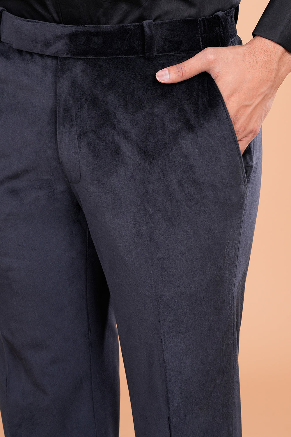 Black Velvet Tuxedo Set with Cut Dana & Salli Hand Embroidery