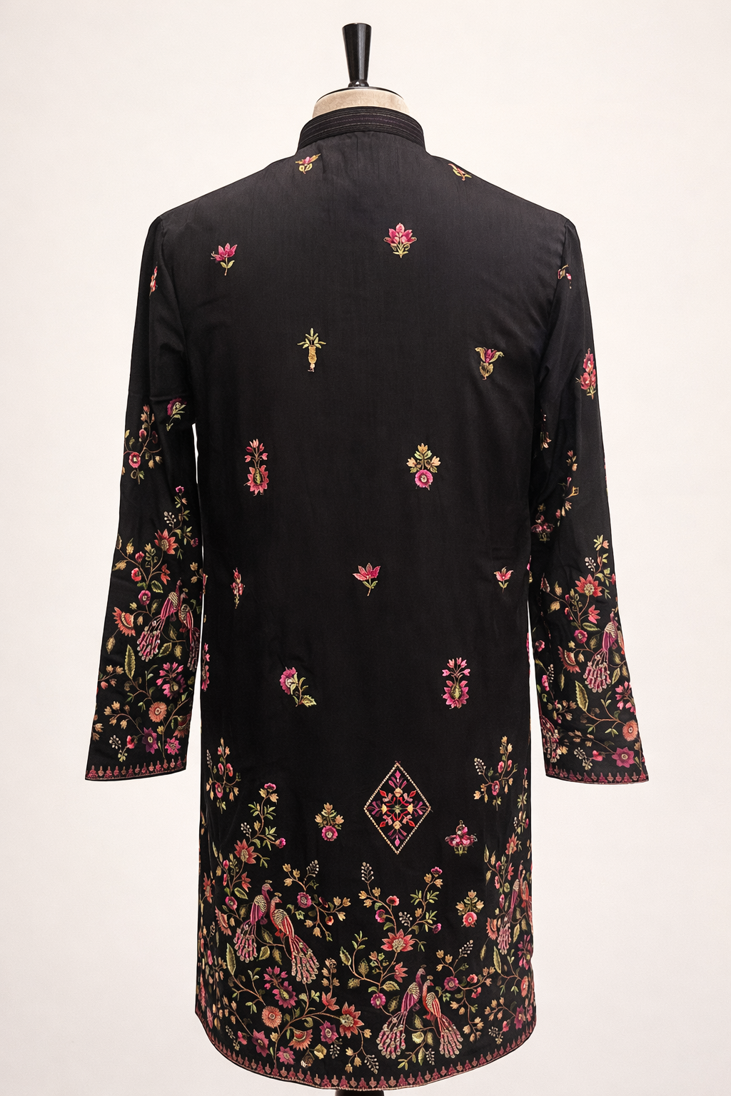 Silk Kurta Set with Resham Embroidery and Sequins Work