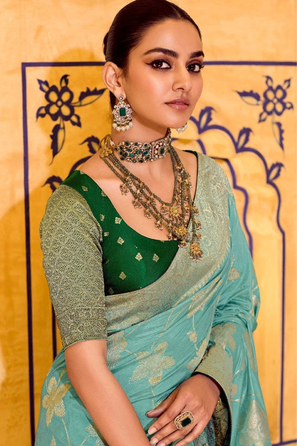 Blue Banarasi Weaving Silk Saree