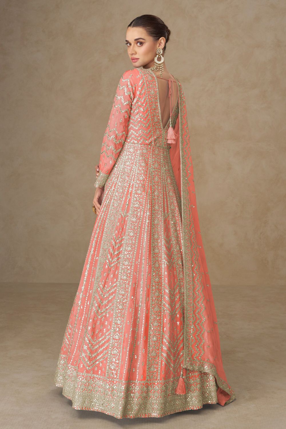 CHINON ANARKALI SUIT WITH EMBROIDERY AND SEQUINS WORK