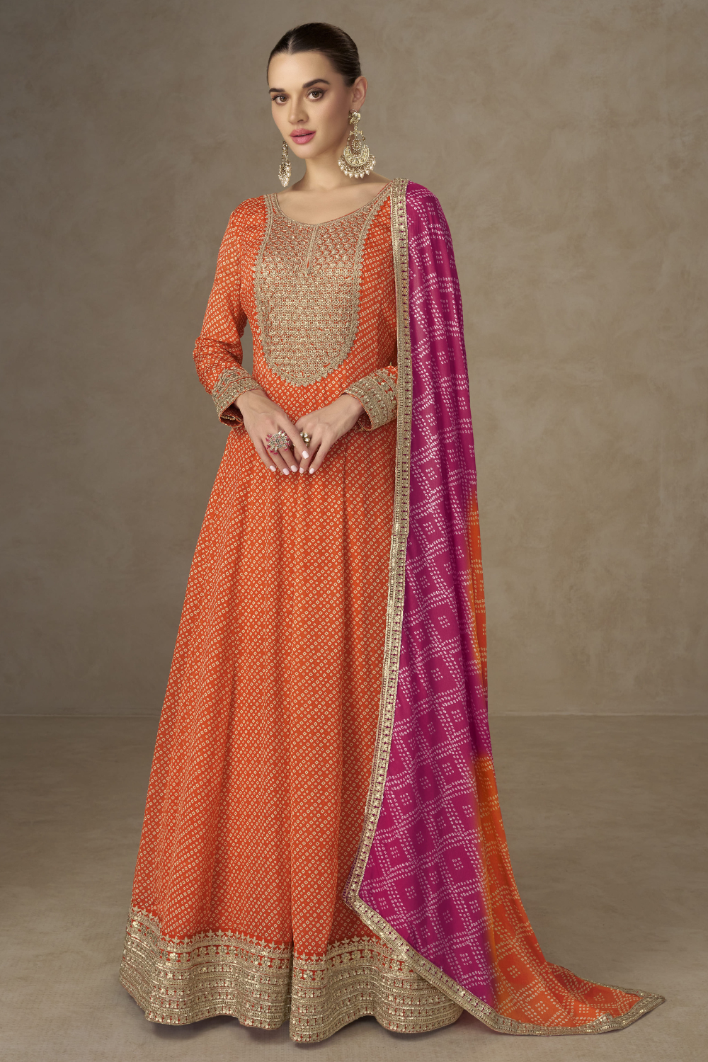 CHINON ANARKALI SUIT WITH EMBROIDERY AND SEQUINS