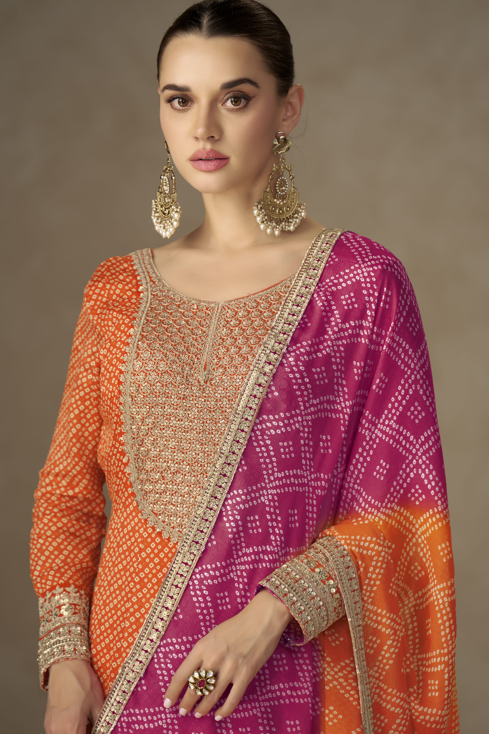 CHINON ANARKALI SUIT WITH EMBROIDERY AND SEQUINS