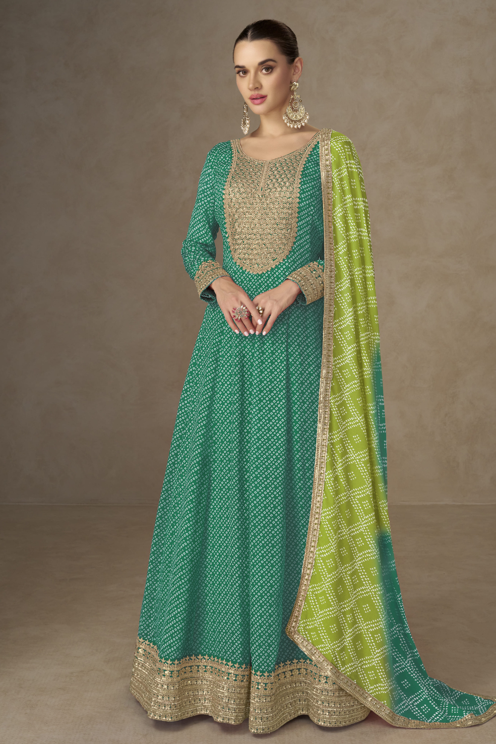 CHINON ANARKALI SUIT WITH EMBROIDERY AND SEQUINS