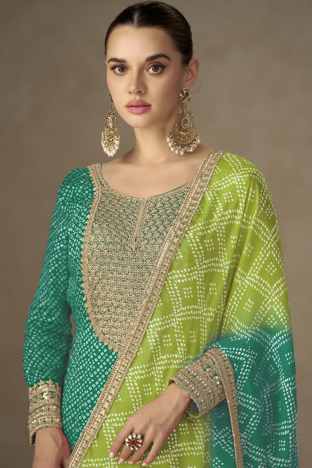 CHINON ANARKALI SUIT WITH EMBROIDERY AND SEQUINS