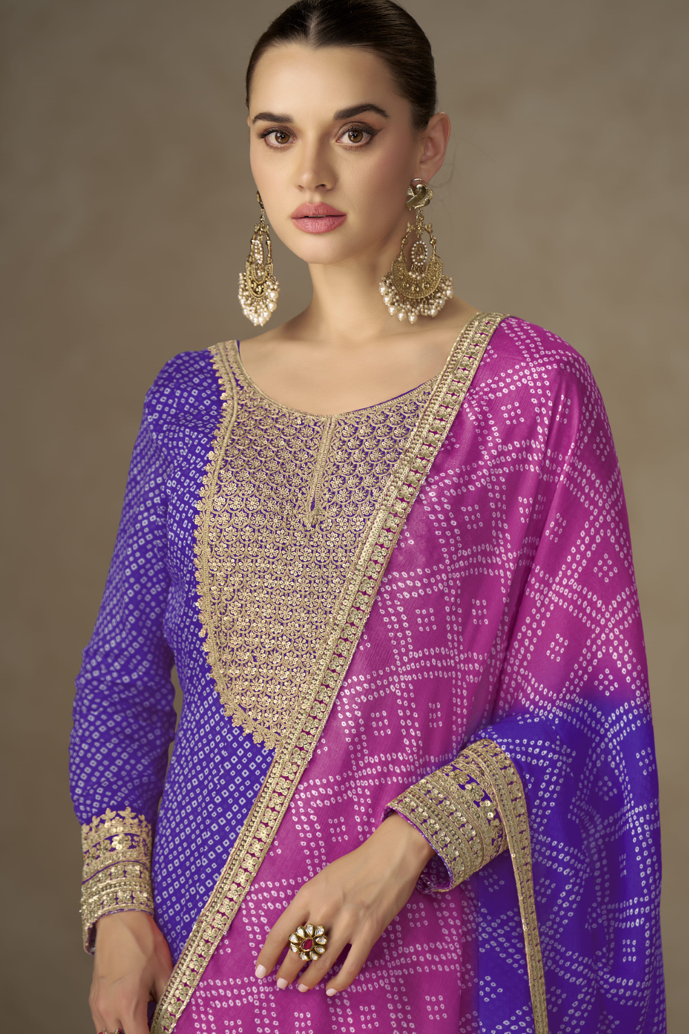 CHINON ANARKALI SUIT WITH EMBROIDERY AND SEQUINS