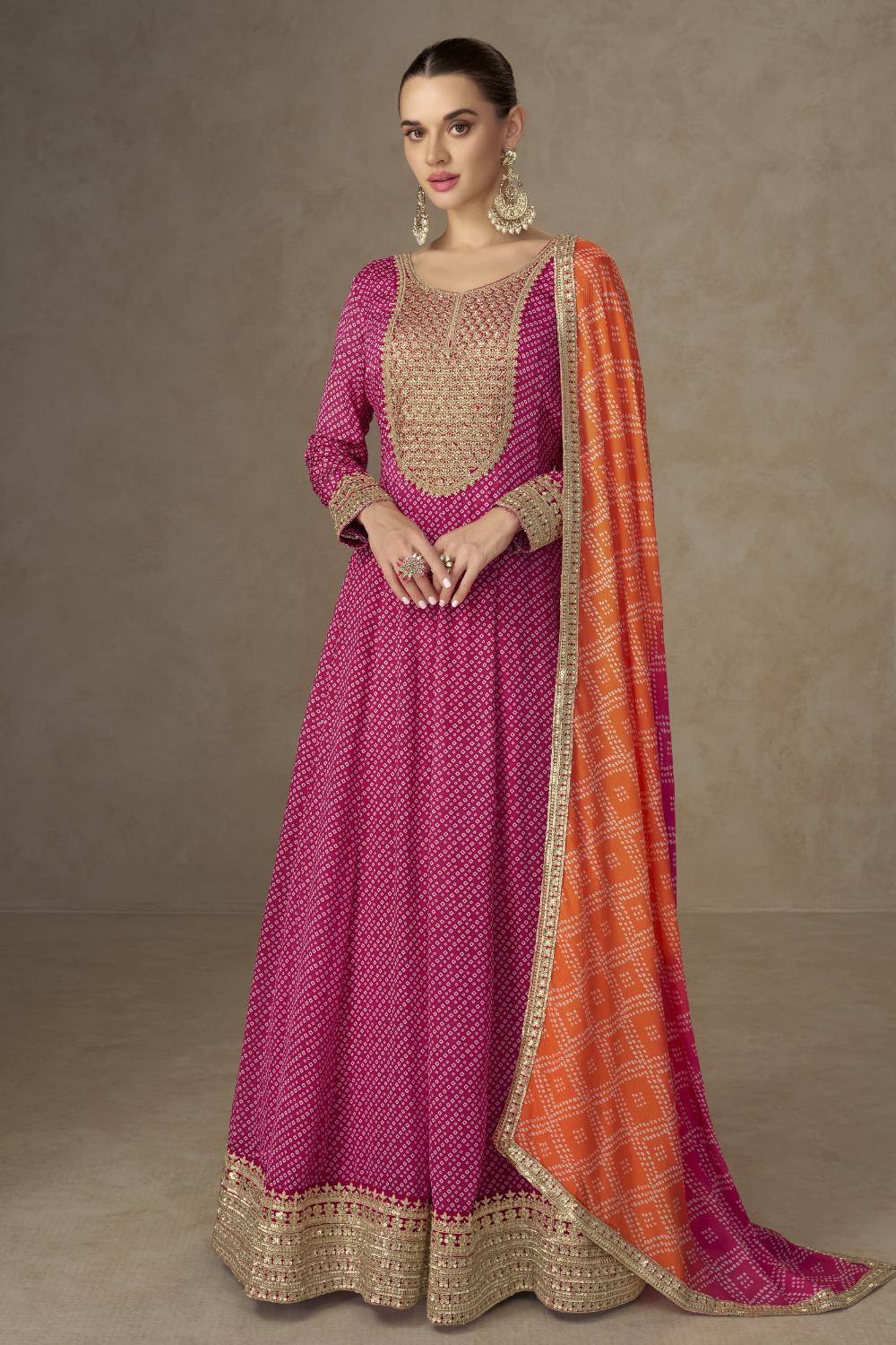 CHINON ANARKALI SUIT WITH EMBROIDERY AND SEQUINS