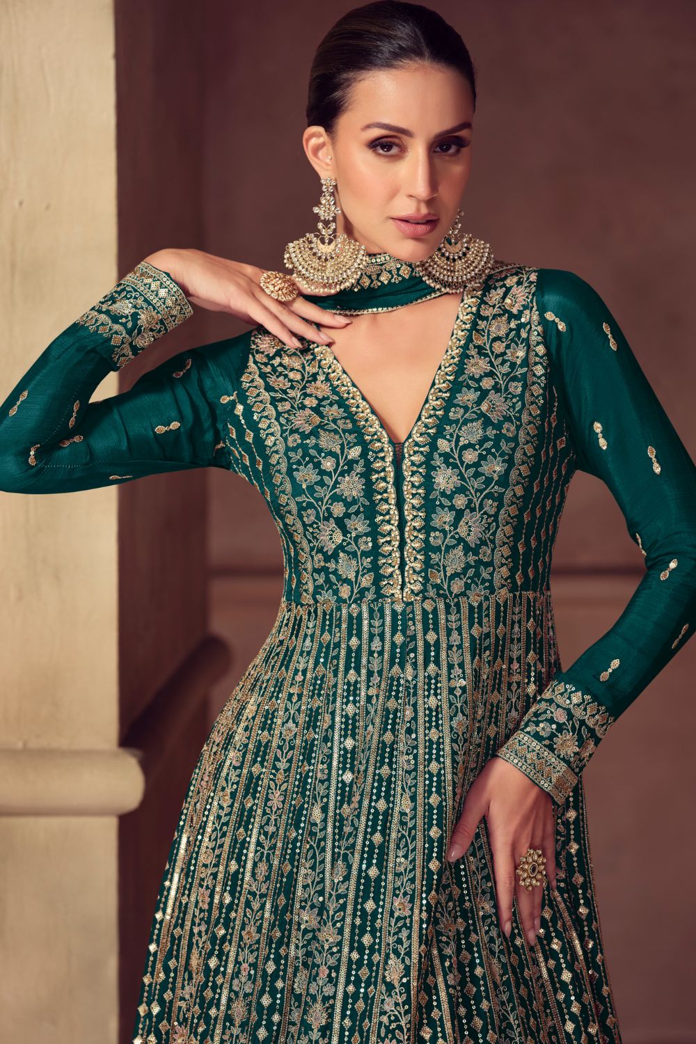 CHINON ANARKALI SUIT WITH EMBROIDERY WORK