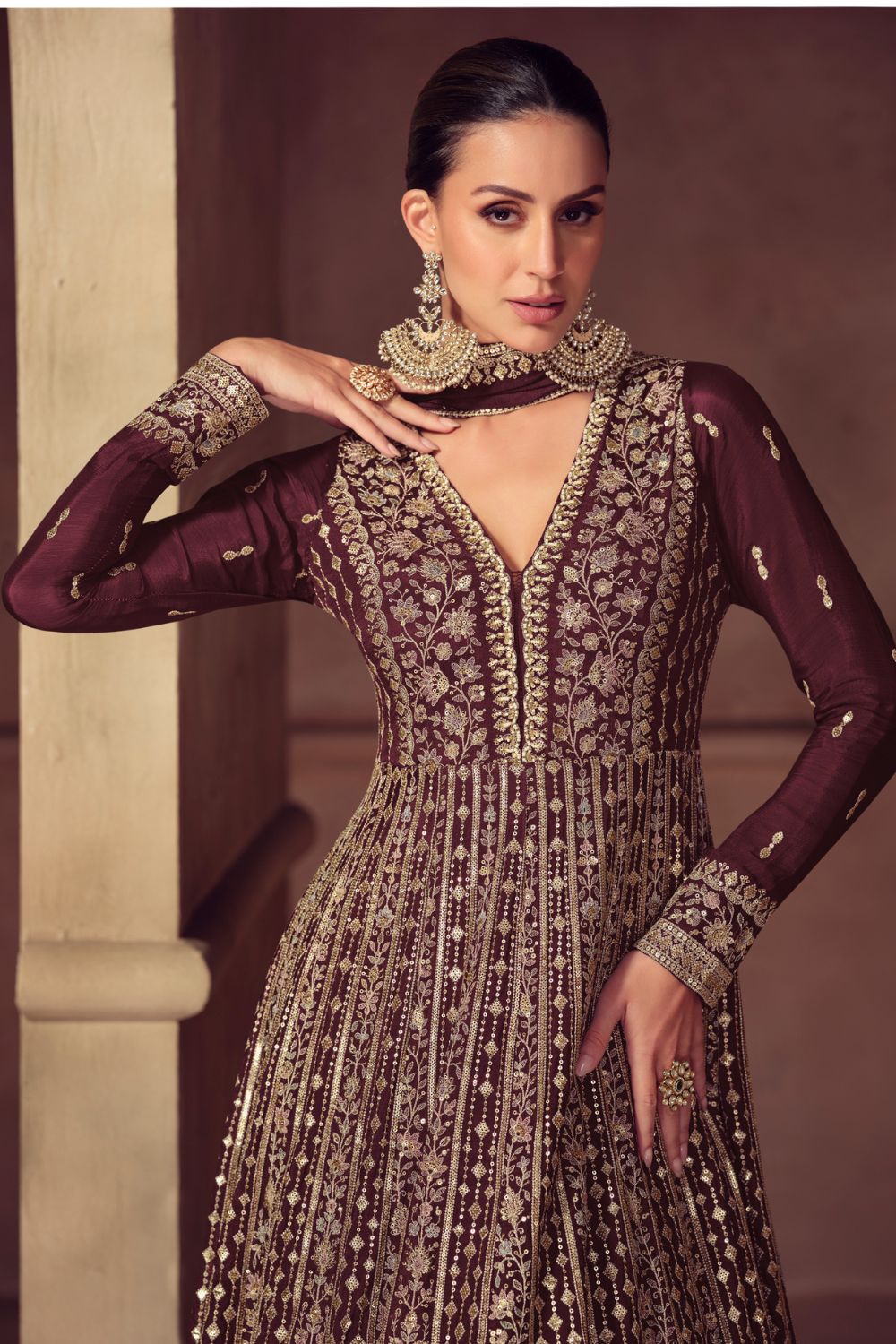 CHINON ANARKALI SUIT WITH EMBROIDERY WORK