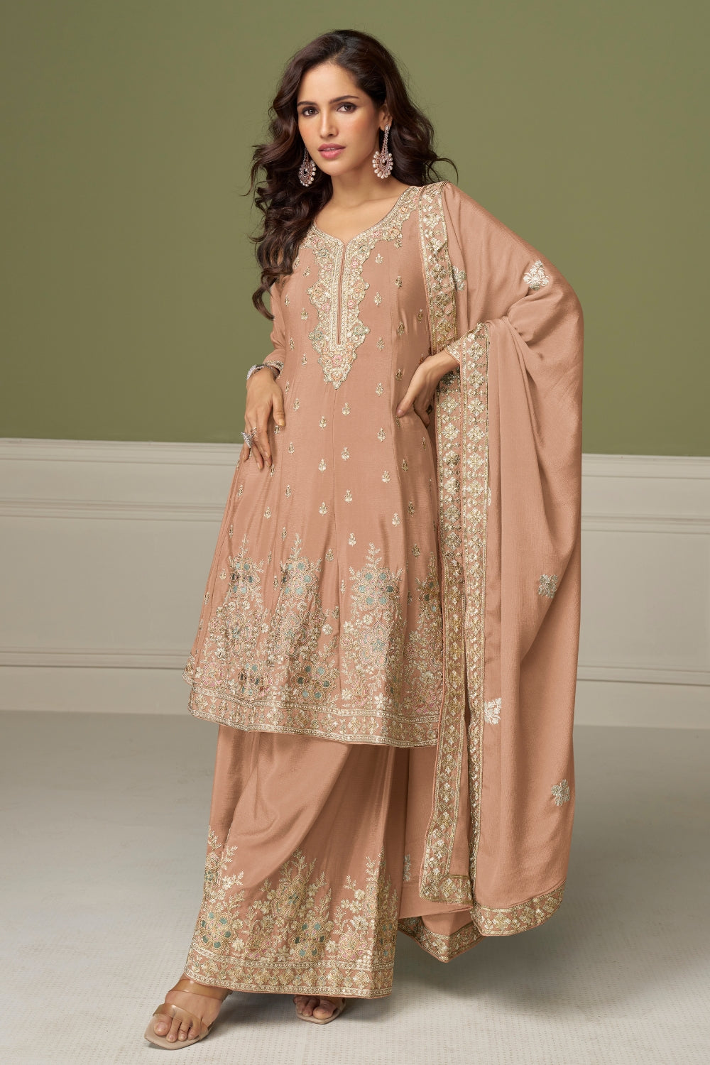 CHINON PALAZZO SUIT WITH EMBROIDERY AND SEQUINS