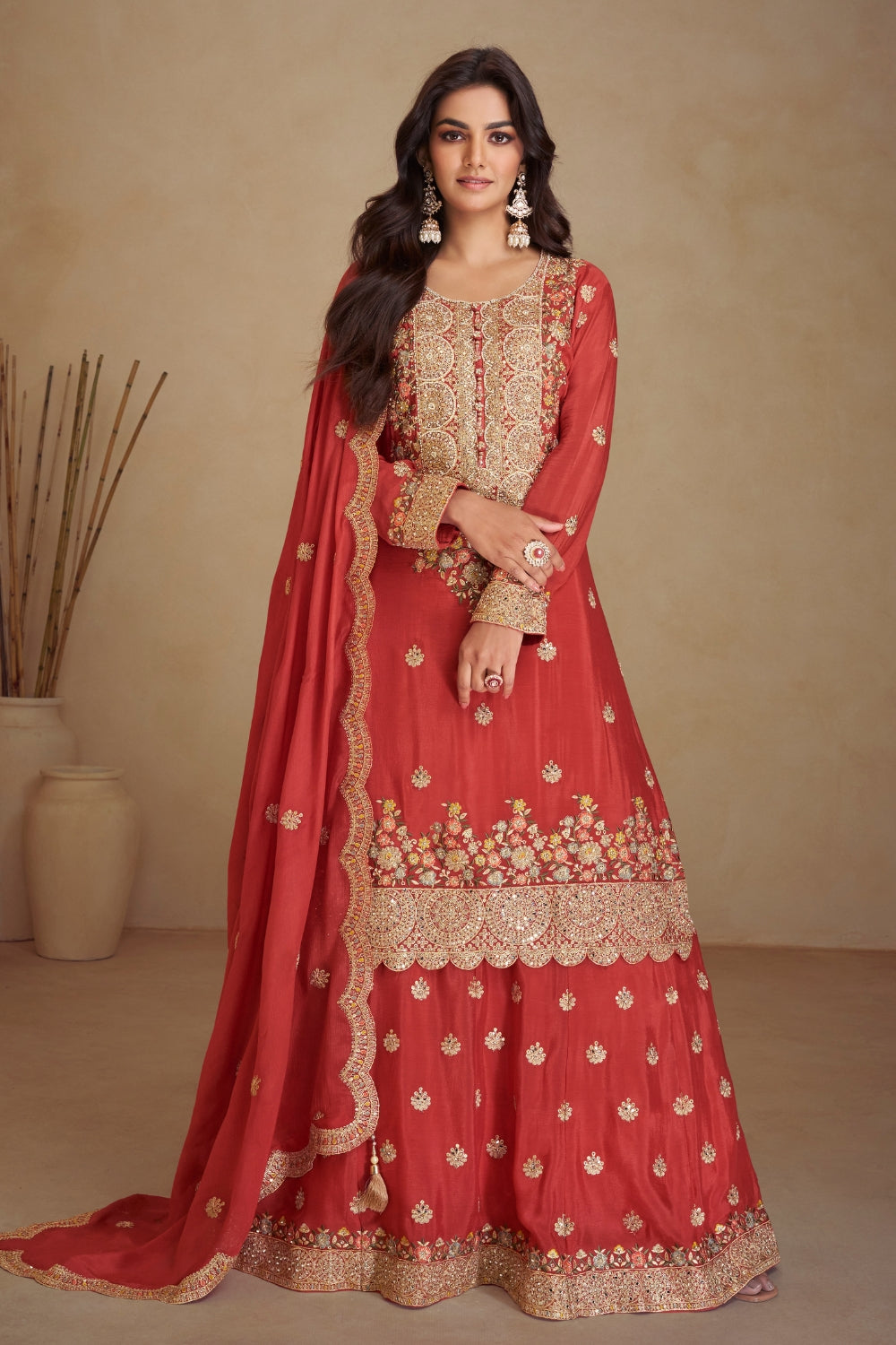 CHINON PALAZZO SUIT WITH EMBROIDERY AND SEQUINS