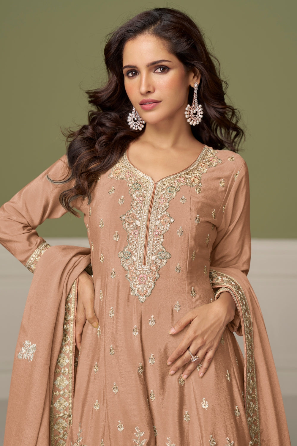 CHINON PALAZZO SUIT WITH EMBROIDERY AND SEQUINS