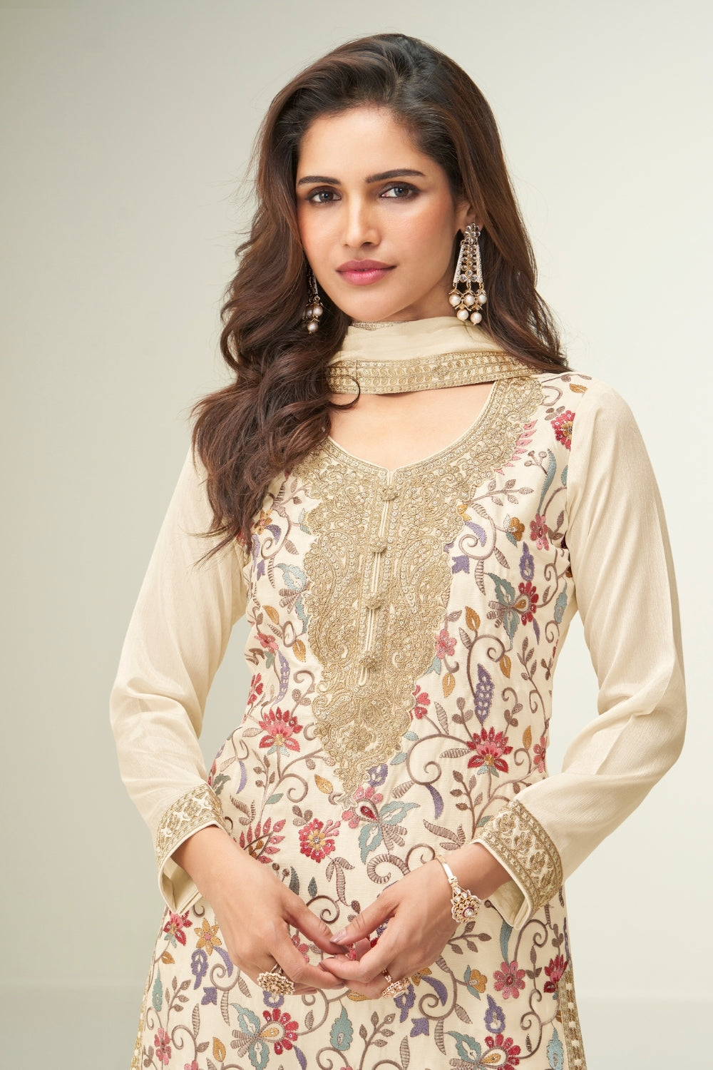 CHINON PALAZZO SUIT WITH EMBROIDERY AND SEQUINS