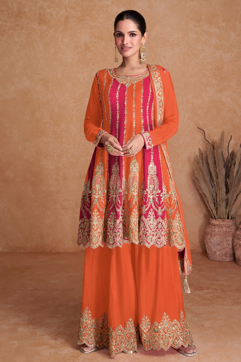 CHINON PALAZZO SUIT WITH EMBROIDERY AND SEQUINS