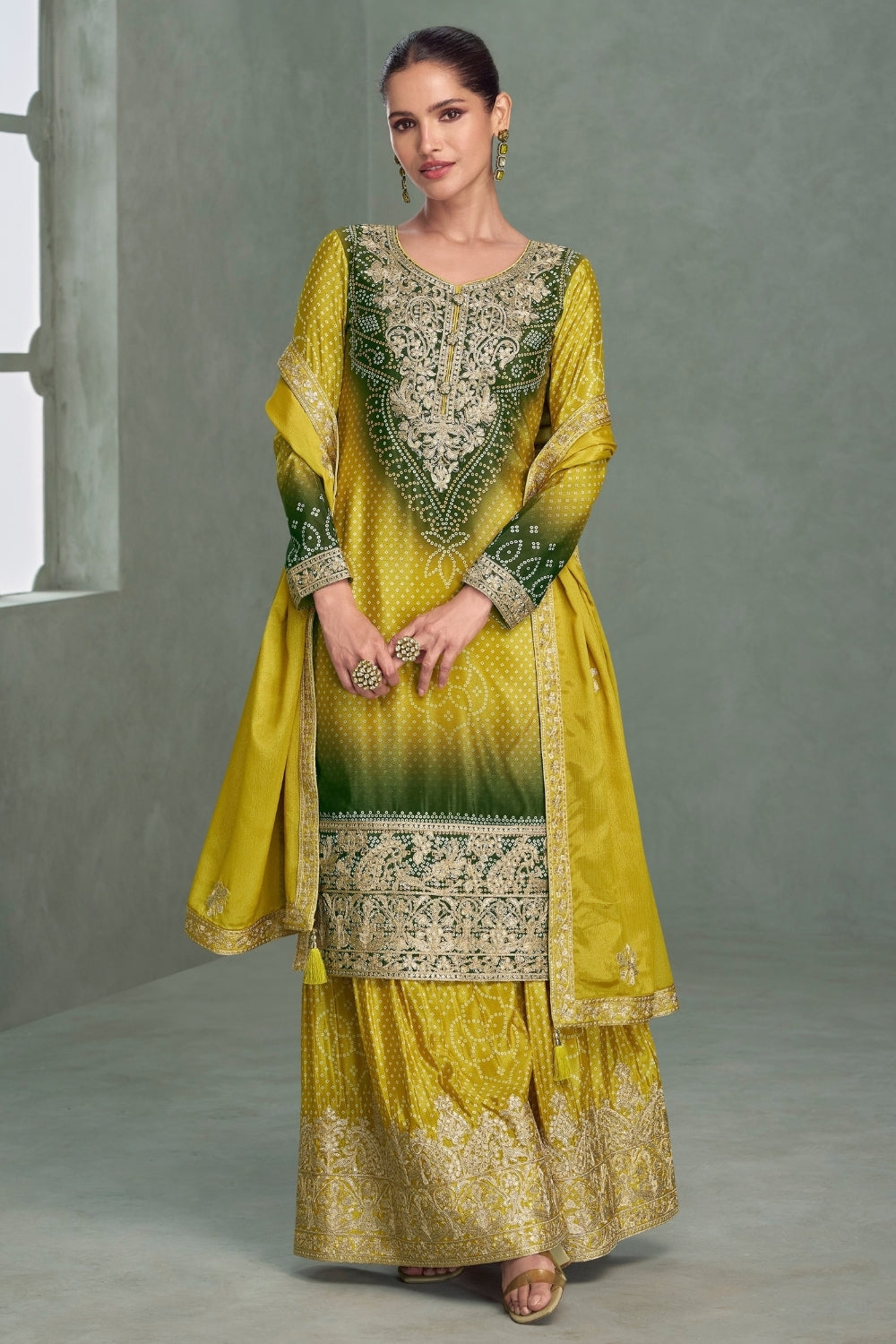 CHINON PALAZZO SUIT WITH EMBROIDERY AND SEQUINS