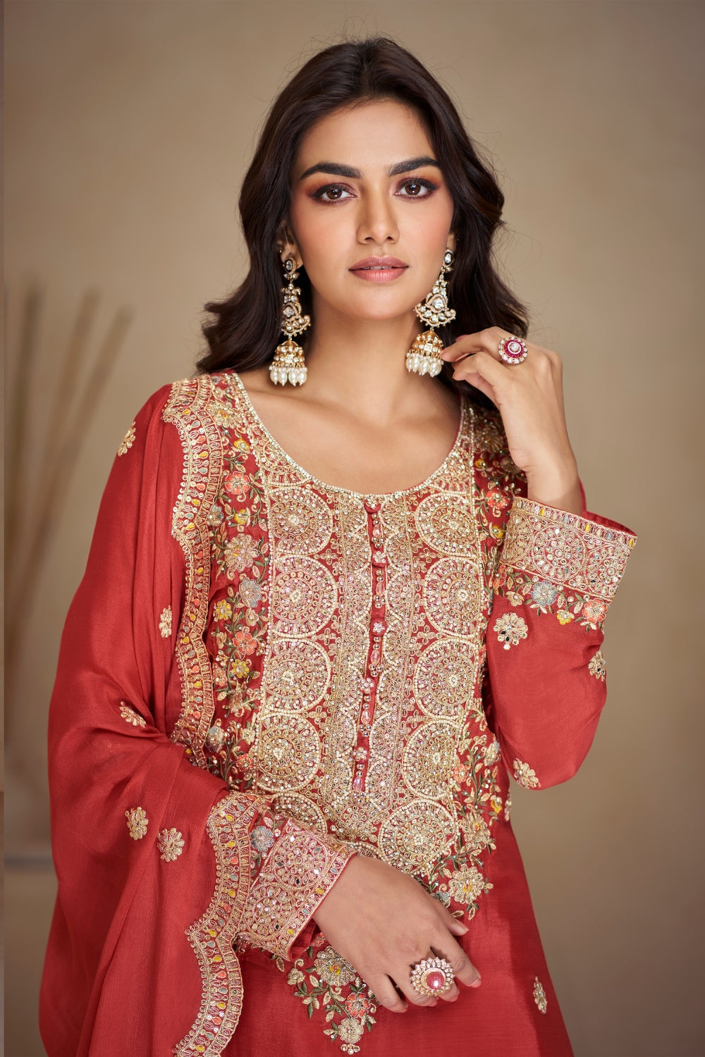 CHINON PALAZZO SUIT WITH EMBROIDERY AND SEQUINS