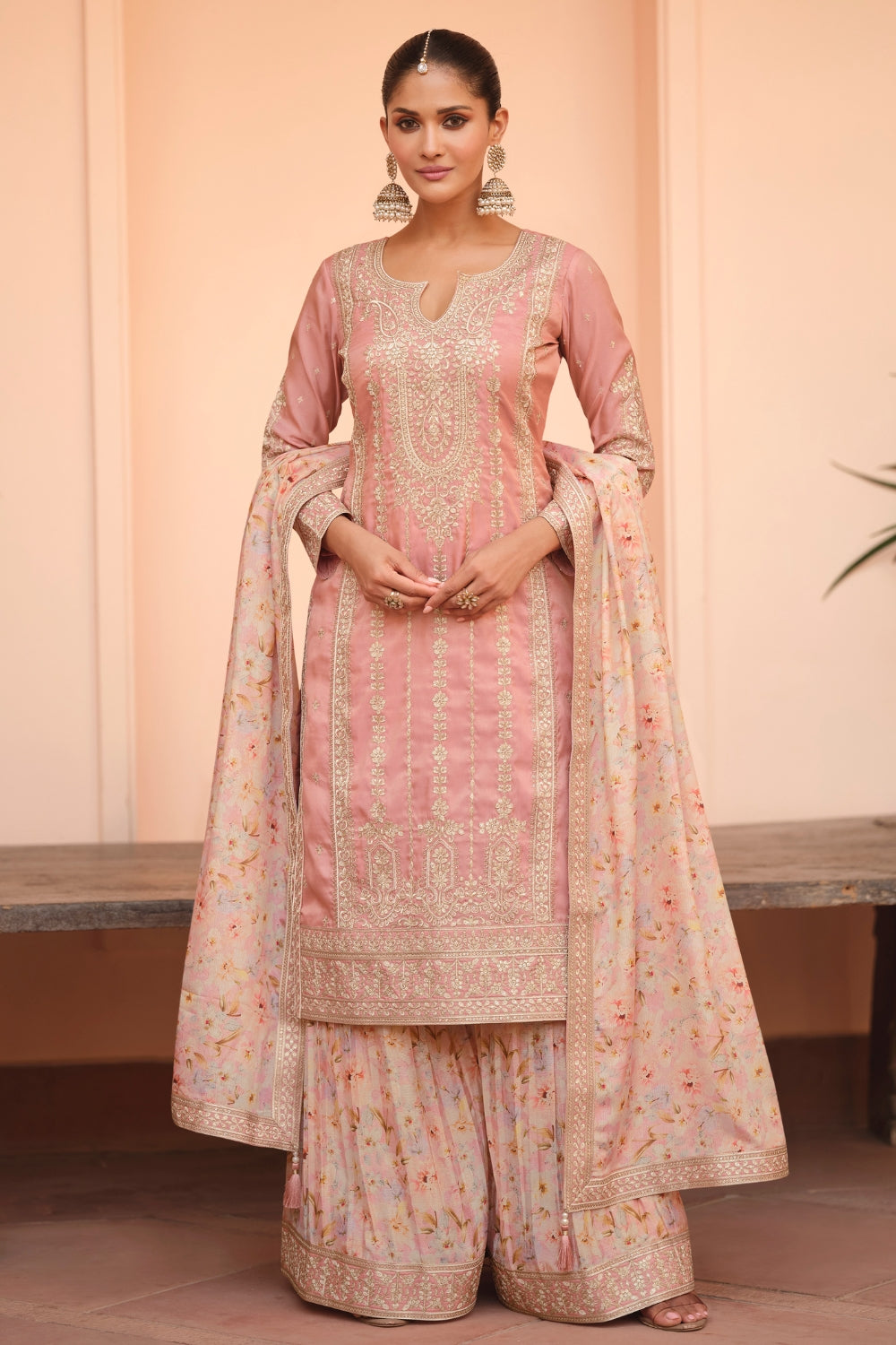 CHINON PALAZZO SUIT WITH EMBROIDERY AND SEQUINS