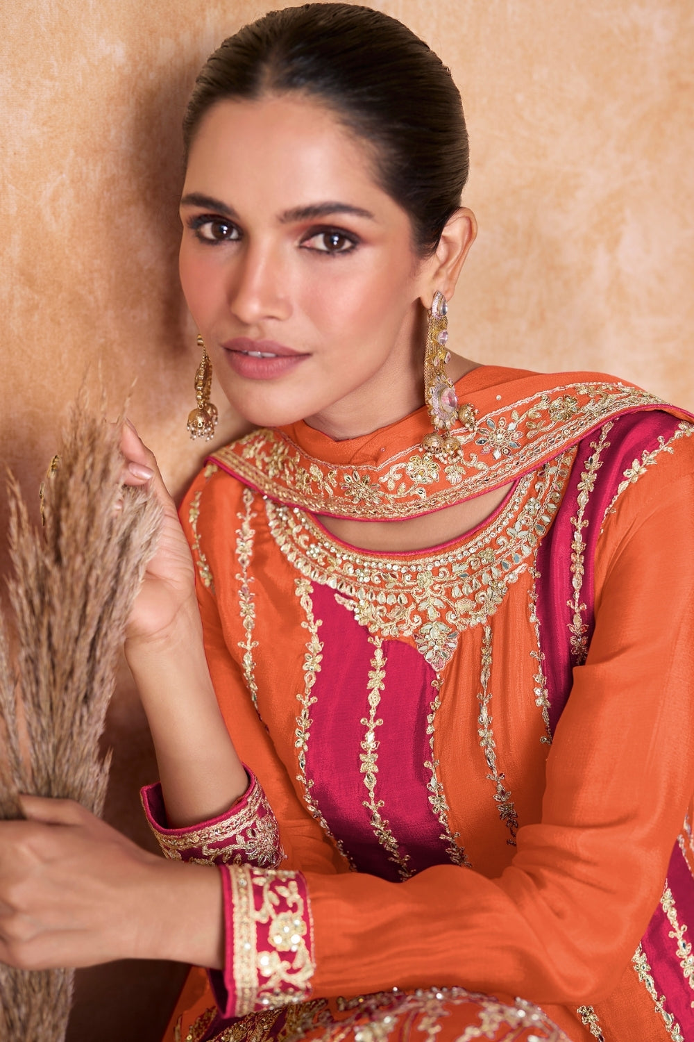CHINON PALAZZO SUIT WITH EMBROIDERY AND SEQUINS