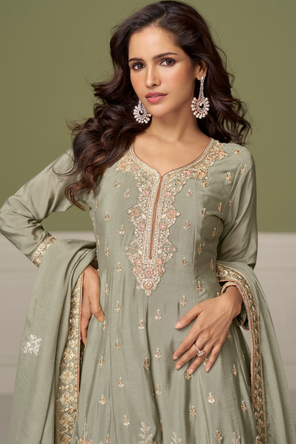 CHINON PALAZZO SUIT WITH EMBROIDERY AND SEQUINS