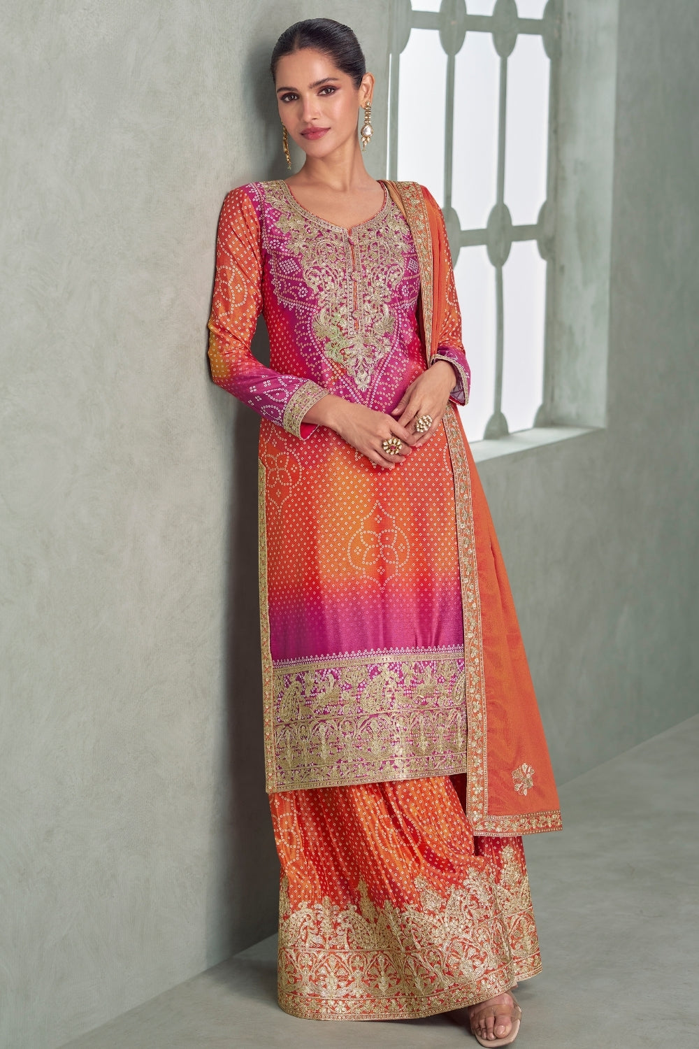 CHINON PALAZZO SUIT WITH EMBROIDERY AND SEQUINS
