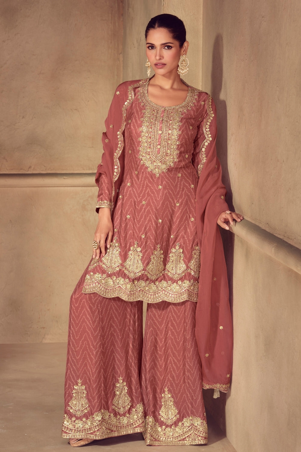 CHINON PALAZZO SUIT WITH RESHAM EMBROIDERY AND SEQUINS