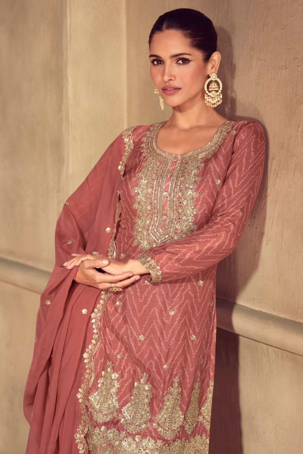 CHINON PALAZZO SUIT WITH RESHAM EMBROIDERY AND SEQUINS