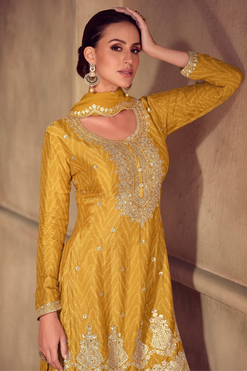 CHINON PALAZZO SUIT WITH RESHAM EMBROIDERY AND SEQUINS