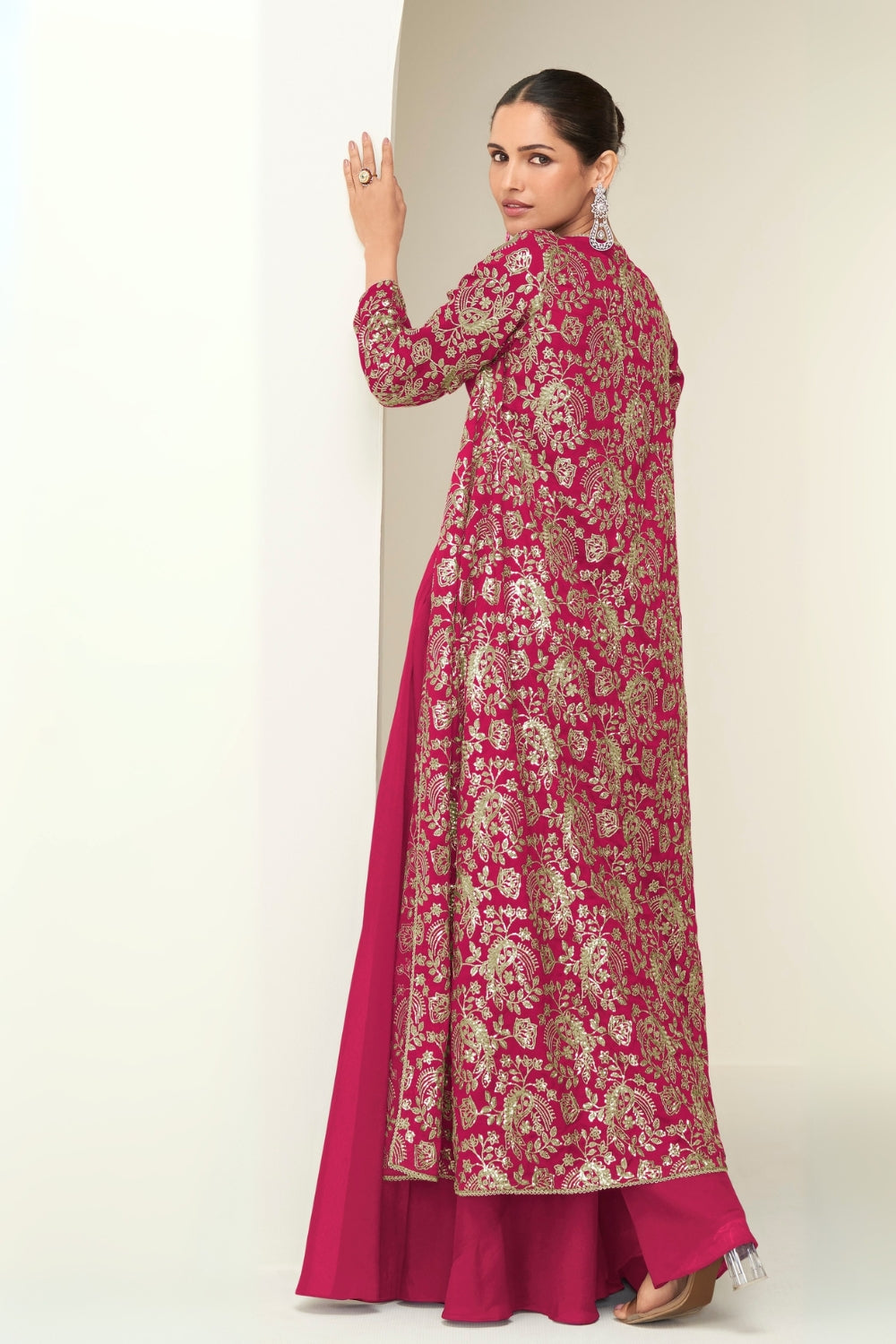 CHINON SILK CROP TOP WITH PALAZZO AND JACKET