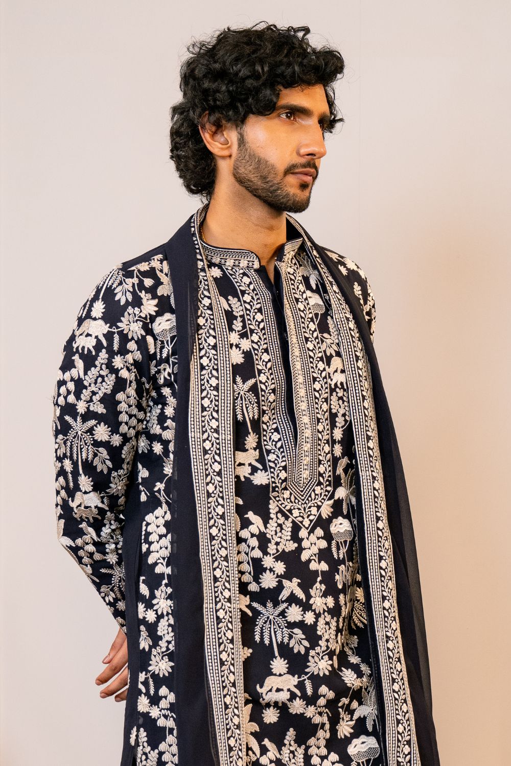 Chiffon Kurta Set with Floral Embroidery