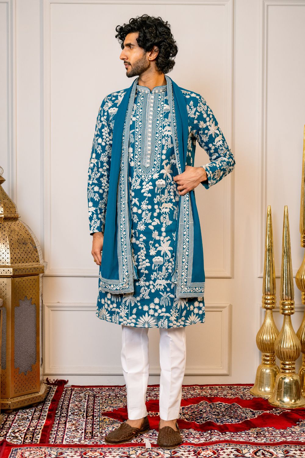 Chiffon Kurta Set with Floral Embroidery
