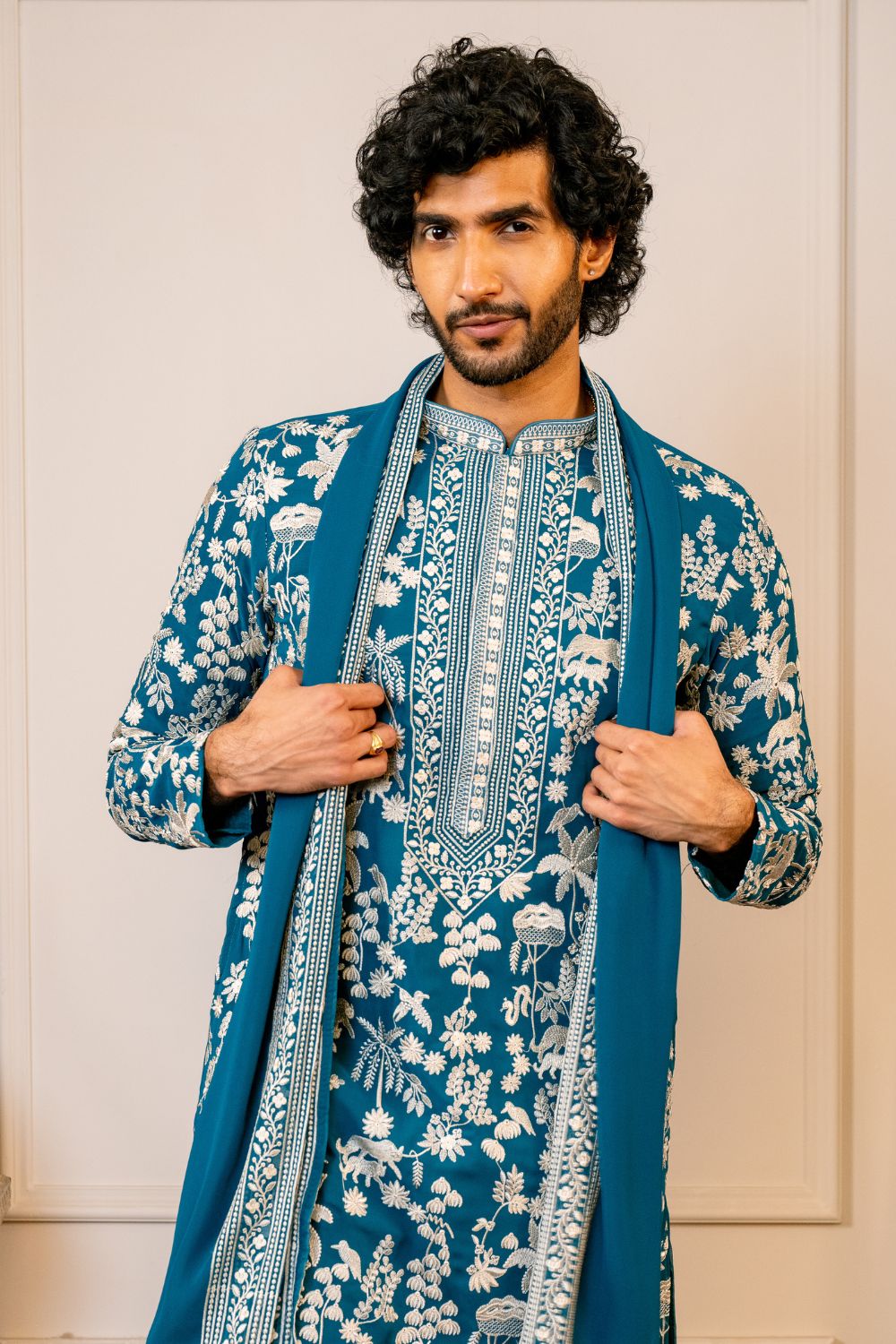 Chiffon Kurta Set with Floral Embroidery