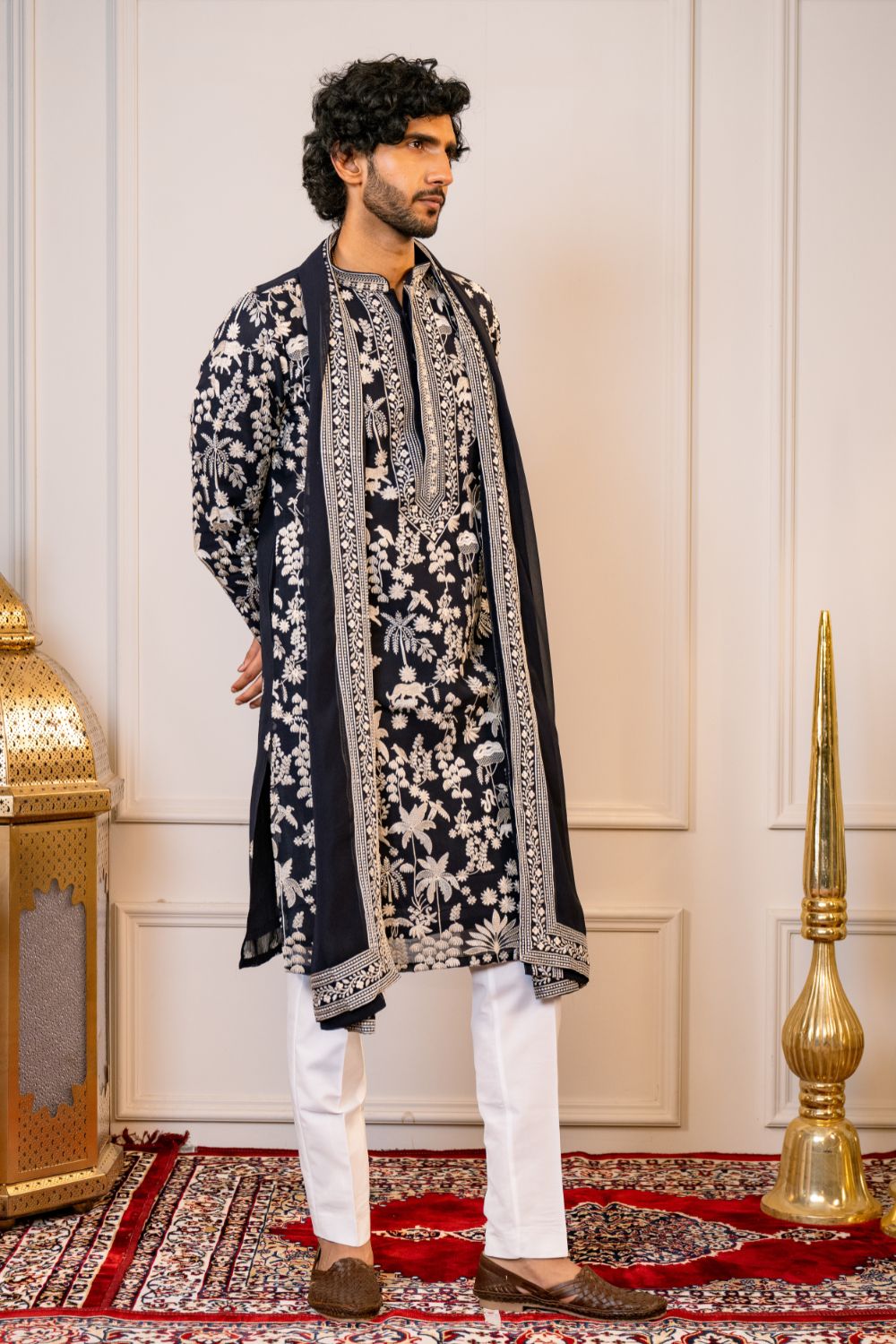 Chiffon Kurta Set with Floral Embroidery