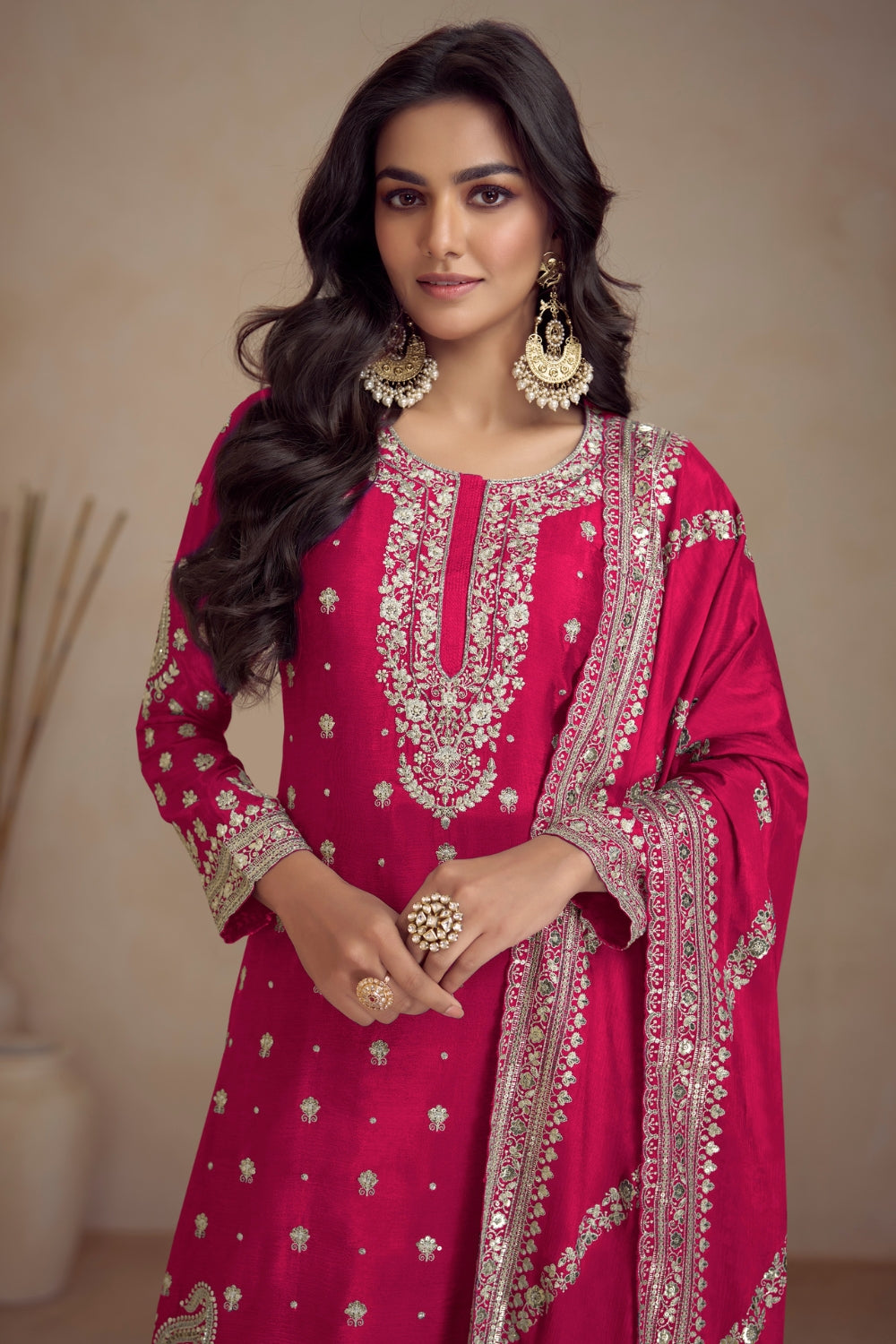 Chinon Embroidered Kurta Set