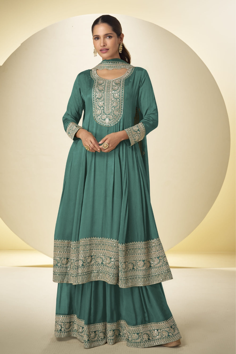 Chinon Palazzo Set with Mirror and Stone Embroidery