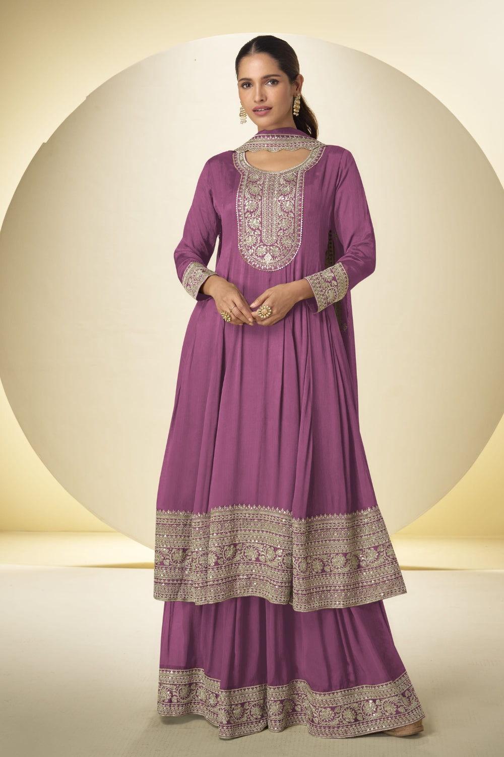 Chinon Palazzo Set with Mirror and Stone Embroidery