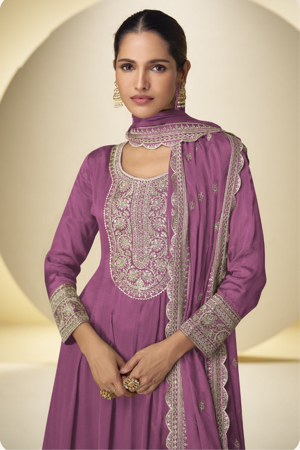 Chinon Palazzo Set with Mirror and Stone Embroidery